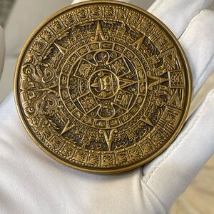 FRANKLIN MINT 1978 AZTEC CALENDAR ART BRONZE MEDAL SIZE 76mm-76mm